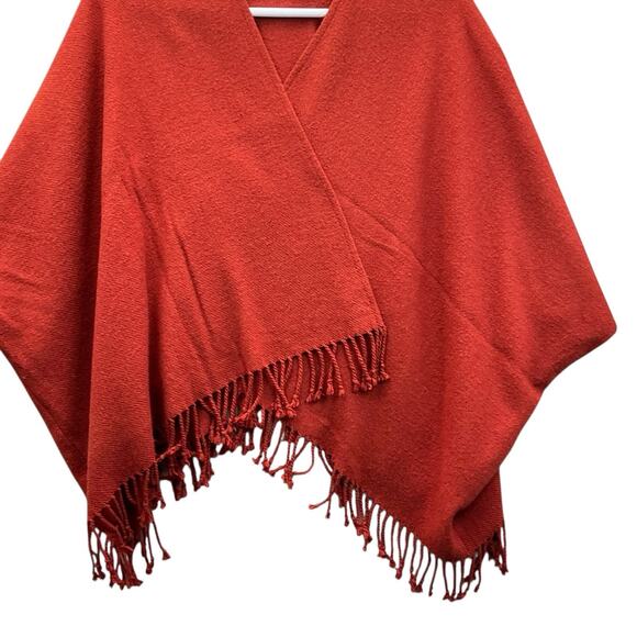 Talbots Poncho Shawl Cardigan Women One Size Wool Fringe Hippie Boho - Picture 3 of 11